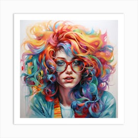 Girl With Colorful Hair 5 Art Print