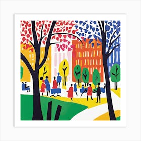 Urban Park Scene in Style of Matisse 2 Art Print