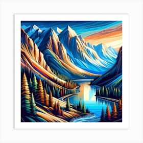 Mountain Landscape Painting 8 Art Print