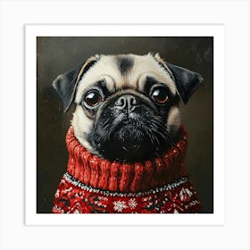 Holidays Pug 5 Art Print