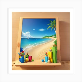 Default On The Beach Mosaic Painting Wall Art 2 Art Print