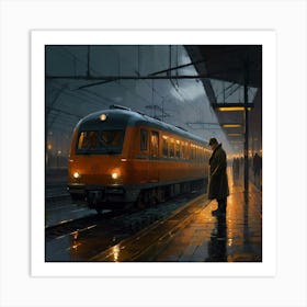Train Station At Night 4 Art Print