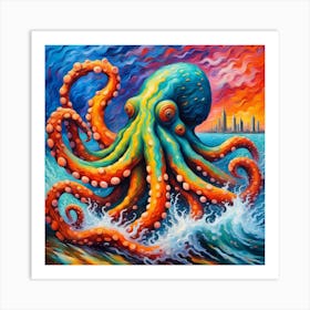 Colourful Kraken Art Print