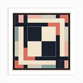 Abstract Nostalgia: Mid Century Squares symmetry Art Print