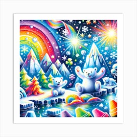 Super Kids Creativity:Polar Bears In The Snow Art Print