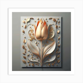 Decorated paper and tulip flower 7 Art Print