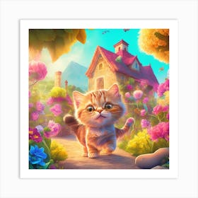 Cat In The Garden Art Print