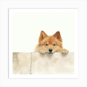 Dog Peeking Over The Wall 12 Art Print