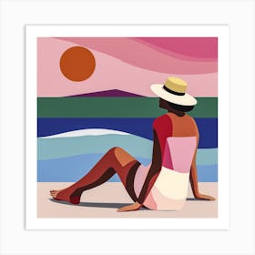 Woman Enjoying The Sun At The Beach 20 Art Print