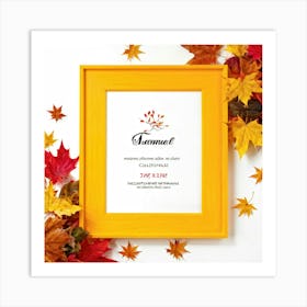 Autumnal Leaf Illustration One Central Maple Foliage Display Flanked By Smaller Elements Of Orange (4) Art Print