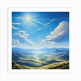 Sun Rising Over The Mountains 1 Art Print