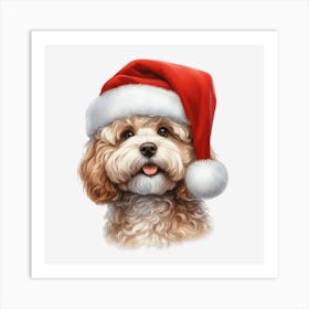 Dog In Santa Hat Affiche