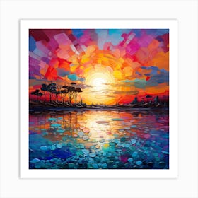 Sunset Over The Water Art Print