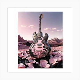 Rhapsody in Pink and Black Guitar Wall Art Collection 15 Art Print