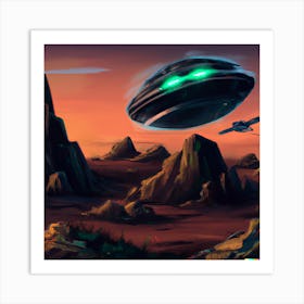 Alien Spaceship on Mars Art Print