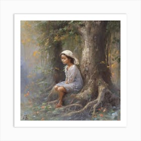 Little Girl In The Forest Art Print