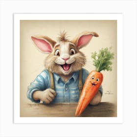 Bunny With Carrot 1 Art Print