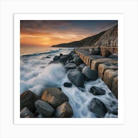 Cliffs At Sunset Art Print