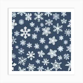 Snowflakes On A Blue Background 5 Art Print