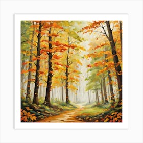 Forest In Autumn In Minimalist Style Square Composition 213 Art Print