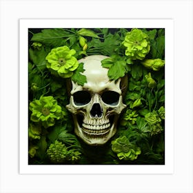 Skull With Flowers Art Print