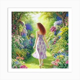 Girl In A Garden 4 Art Print