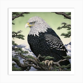 Ohara Koson Inspired Bird Painting Eagle 2 Square Art Print