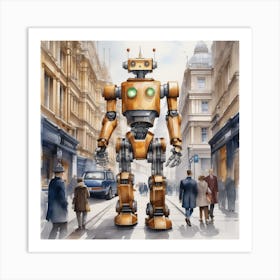 Robot On The Street 51 Art Print