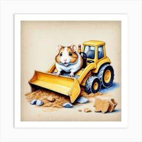 Hamster In A Bulldozer Art Print