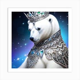 Polar Bear In A Crown Art Print