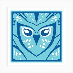 Chic Owl Blue Art Print
