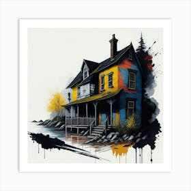 Colored House Ink Painting (36) Art Print