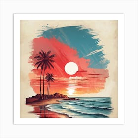 Sunset At The Beach Art Print