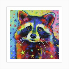 Raccoon With Stars Art Print