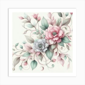 Pink Flowers 6 Art Print