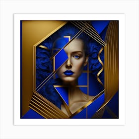 Blue And Gold Abstract Art Art Print