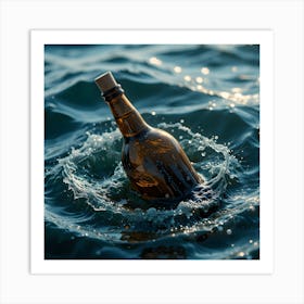 Bottle In The Water Art Print