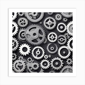 Gears On A Black Background 27 Art Print