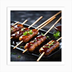 Asian Meat Skewers Art Print