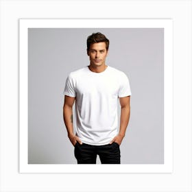 Mock Up Cotton Casual Wearable Printed Graphic Plain Fitted Loose Crewneck V Neck Sleeve (3) Art Print