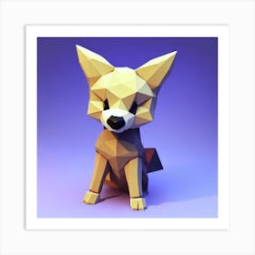 Origami Fox Low Poly Creatures Art Print