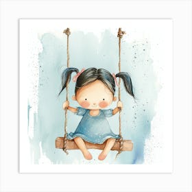 Little Girl On Swing Art Print