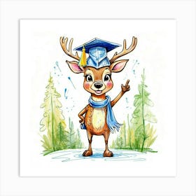 Graduation Deer 6 Art Print