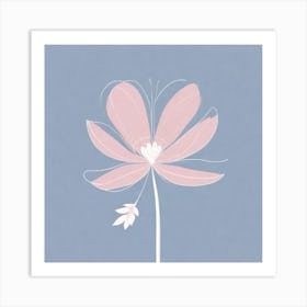 A White And Pink Flower In Minimalist Style Square Composition 647 Art Print