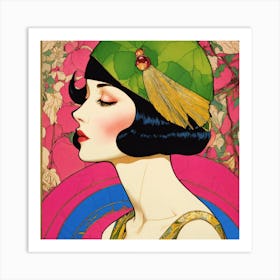 Lady With Green Hat Art Print