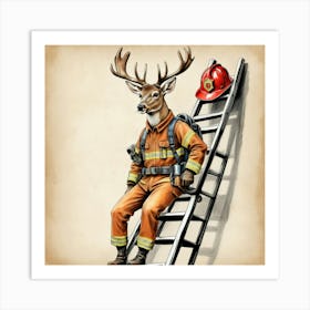 Deer Firefighter 2 Art Print