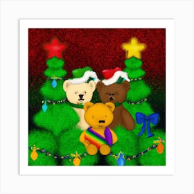 Gay Christmas Teddy Bears 003 1 Art Print