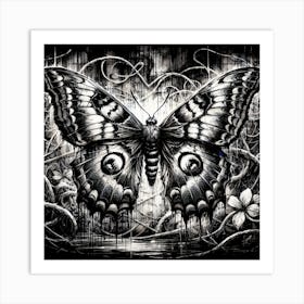 Dark Gothic Grunge Butterfly I Art Print