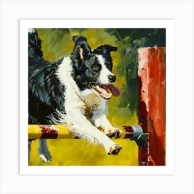 Border Collie Jumping Art Print