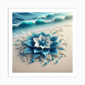 3d Flower On The Beach Art Print